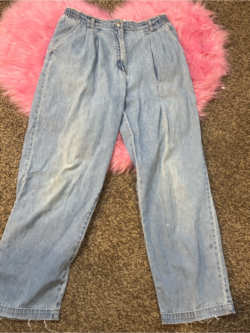 Vintage Original I.Y. Wear Pleated Wide Leg Jeans Size 12 Mom Jean